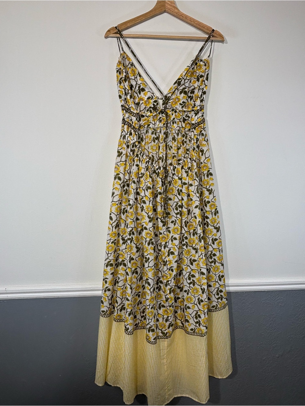 J. Crew Cotton voile plunge maxi dress in daffodil daze block print Size L - Picture 5 of 11
